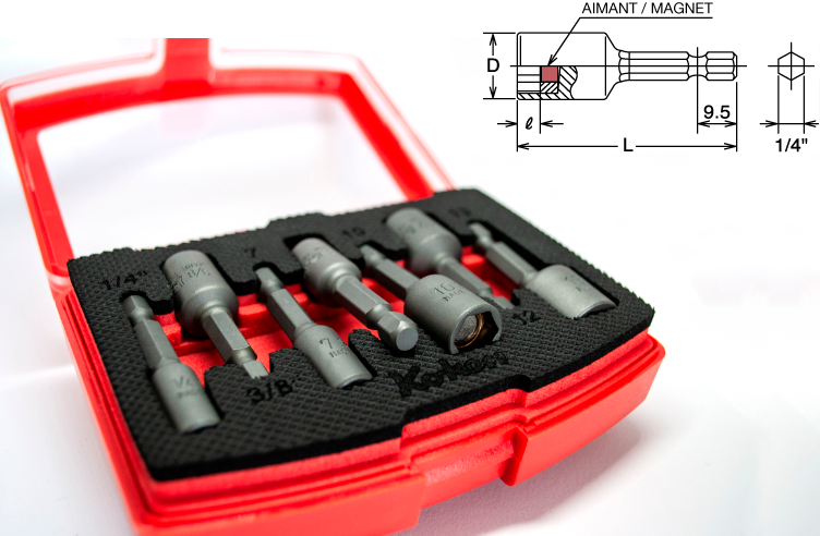 Enjoy a set of nut setters with magnet DIN 3126 E 6.3