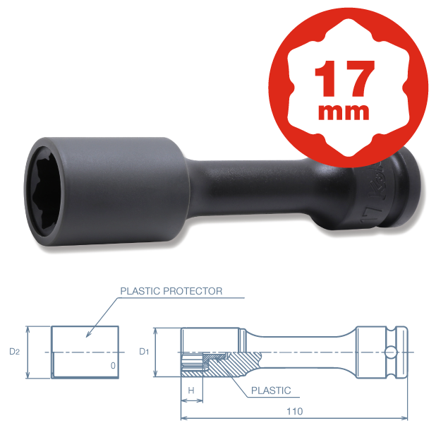 Impact Wheel nut socket with plastic stop and rotating  protector - the ideal socket for Mercedes-Benz vehicles