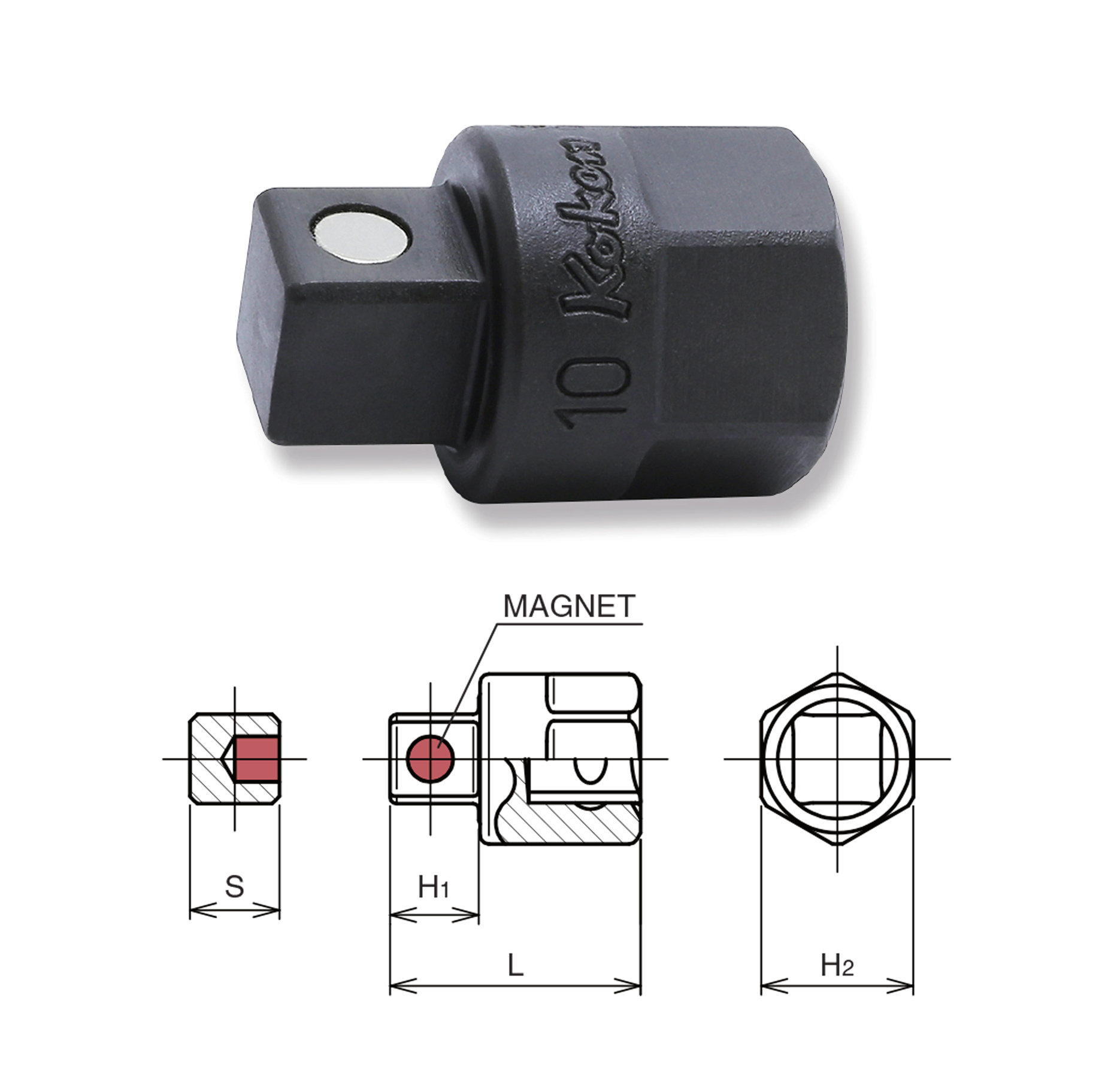 3/8" Sq.Dr. Drain Plug Socket with Magnet